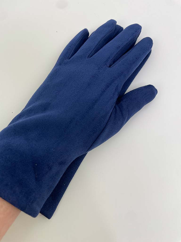 Faux Suede Gloves - French Navy