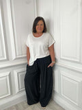 Wide Leg Pocket Detail Trousers - Black
