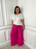 Wide Leg Pocket Detail Trousers - Cerise