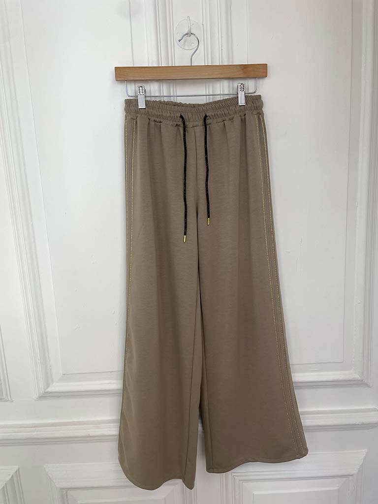 Chain Side Stripe Jersey Joggers - Mocha