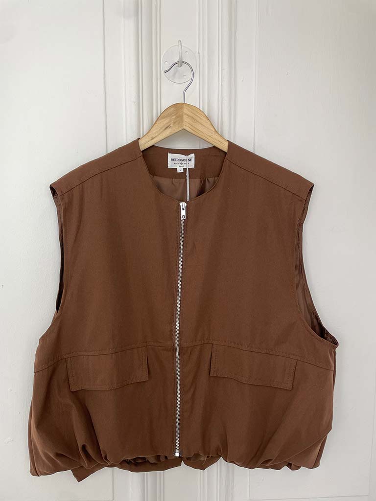 Bubble Hem Gilet - Chocolate