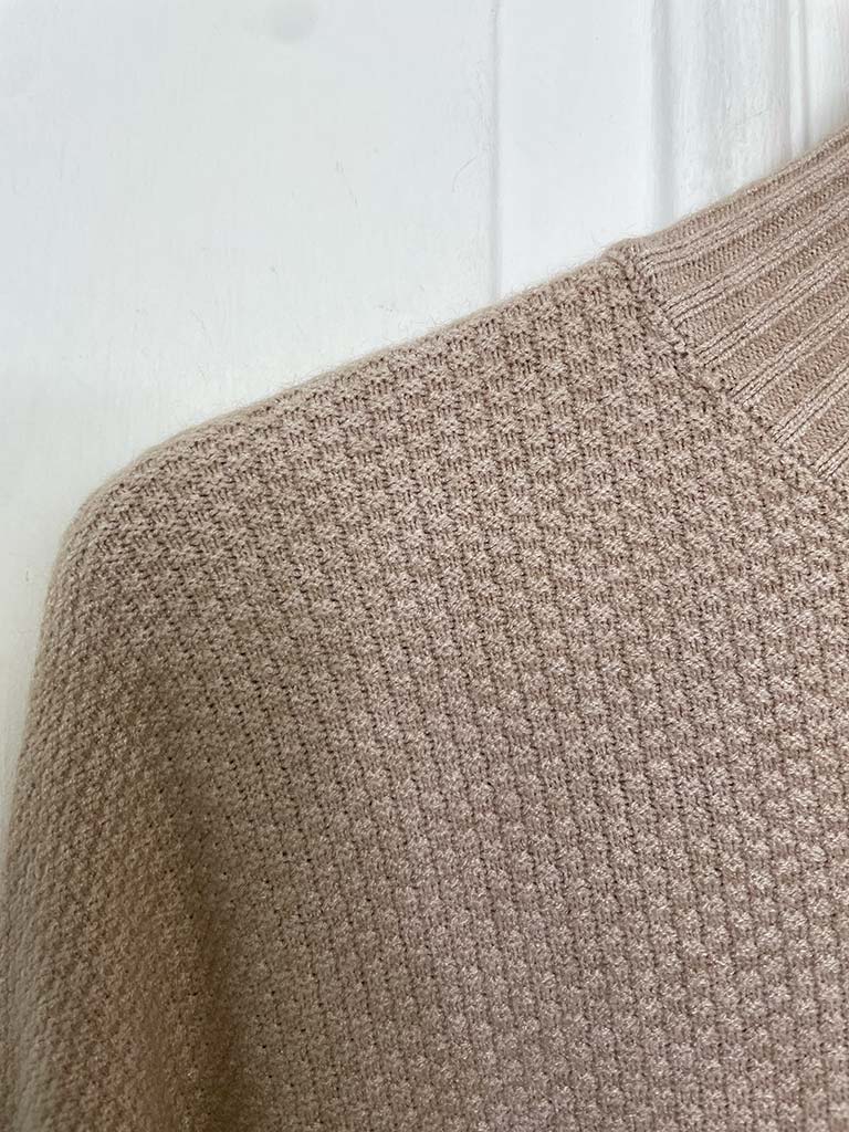 Funnel Neck Waffle Knit - Biscuit