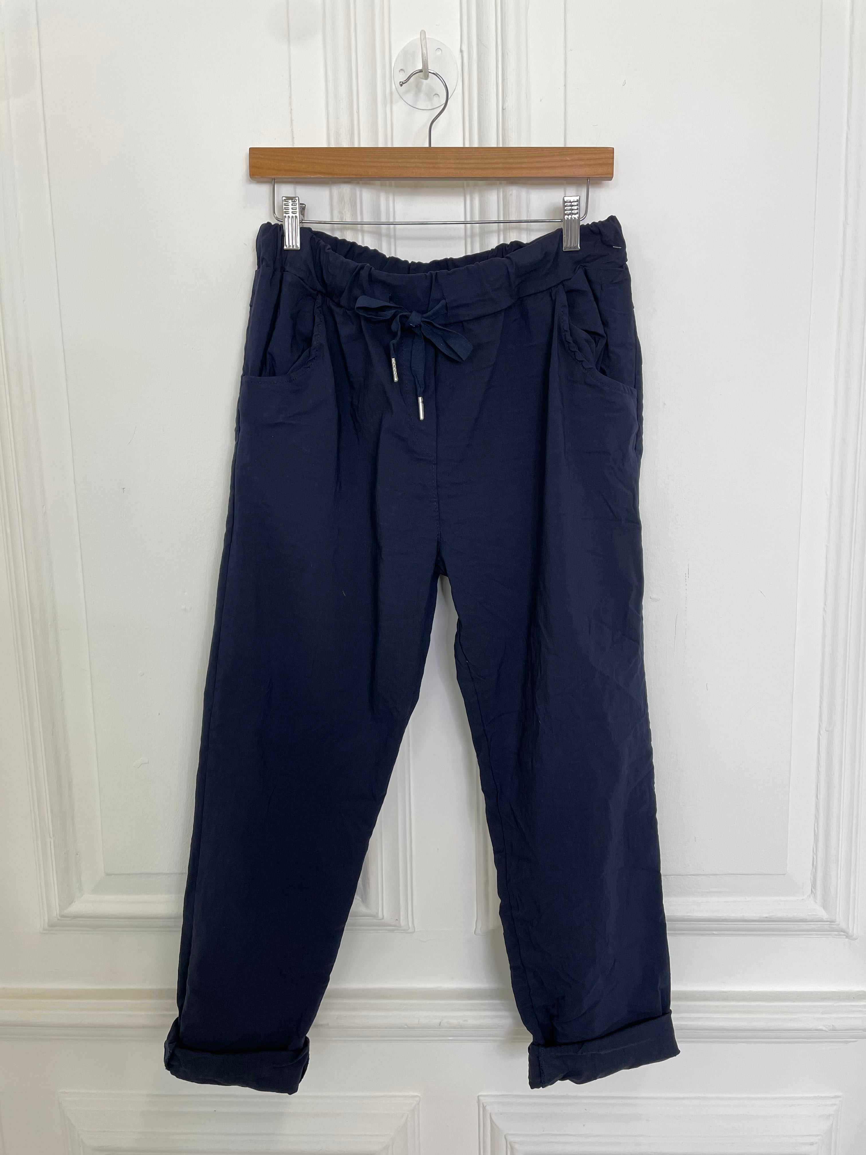 Stretchy Casual Trousers - Navy