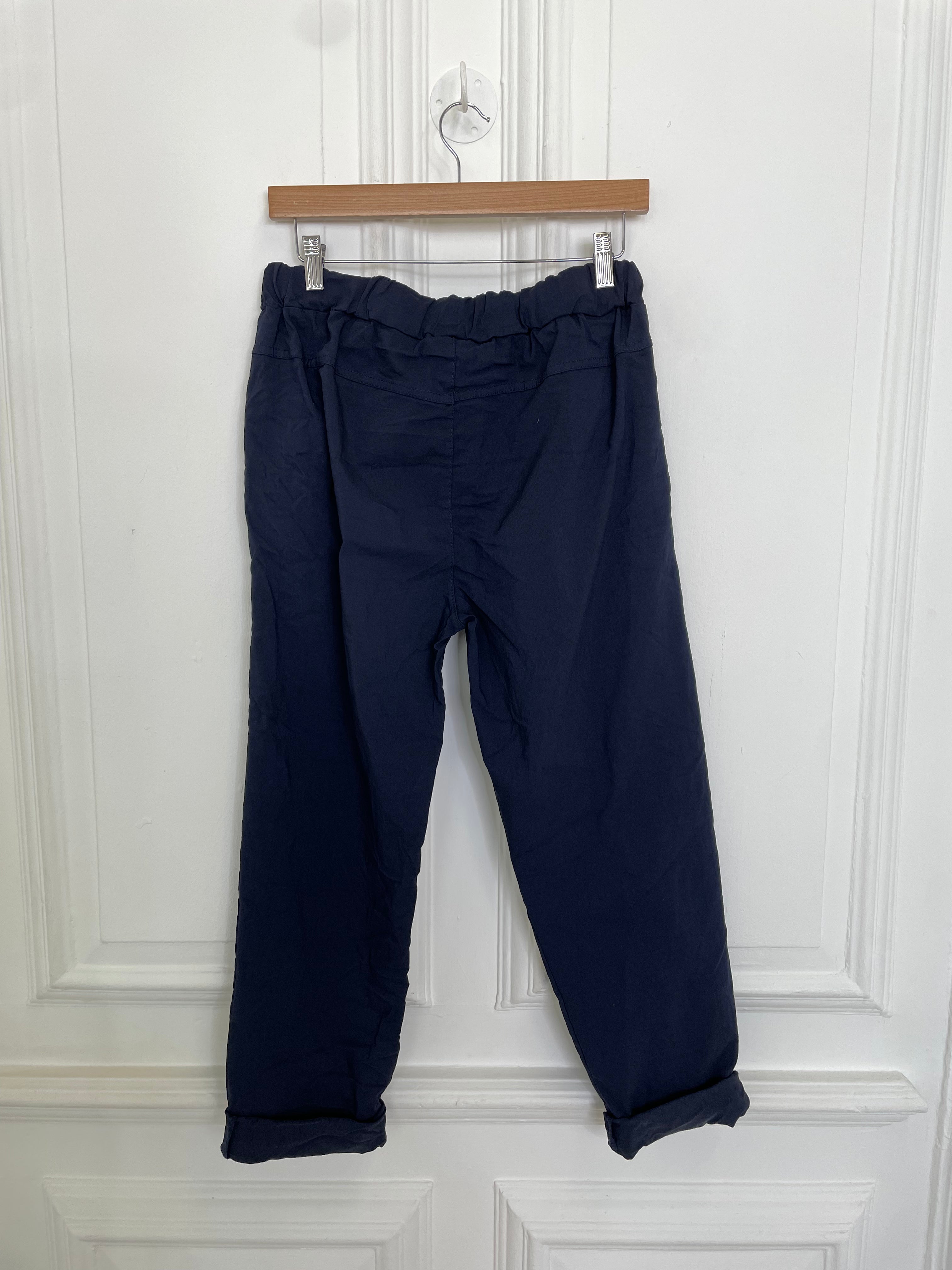 Stretchy Casual Trousers - Navy