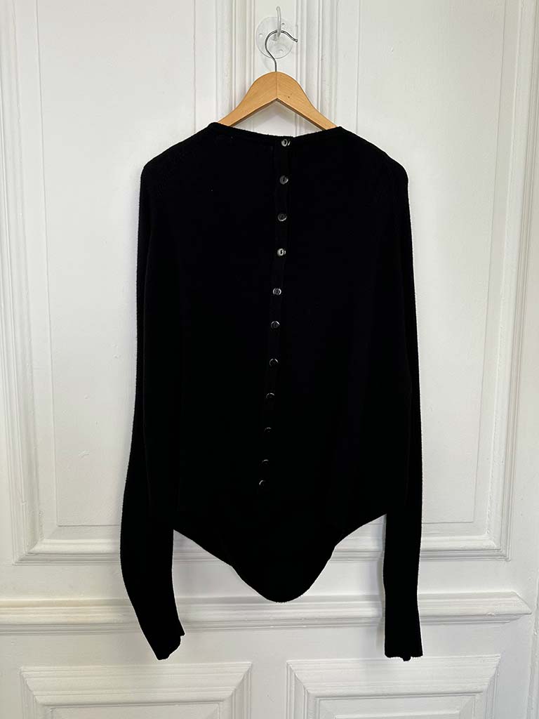 Button Back Cowl Knit - Black