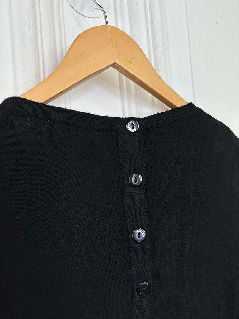 Button Back Cowl Knit - Black