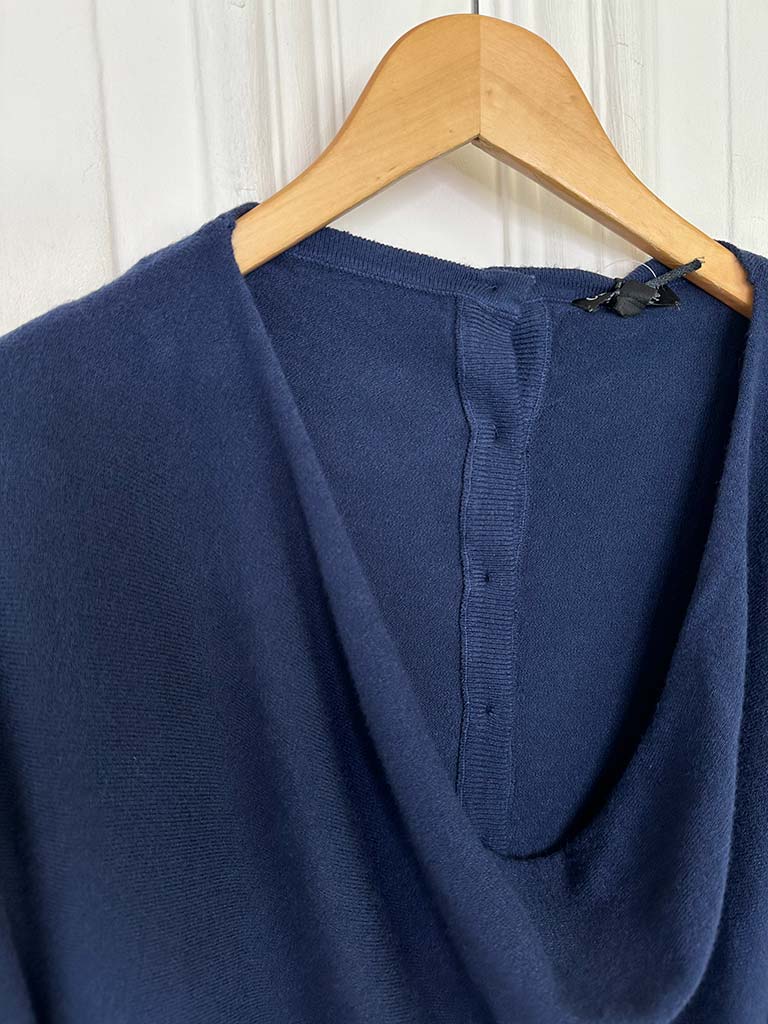 Button Back Cowl Knit - Navy