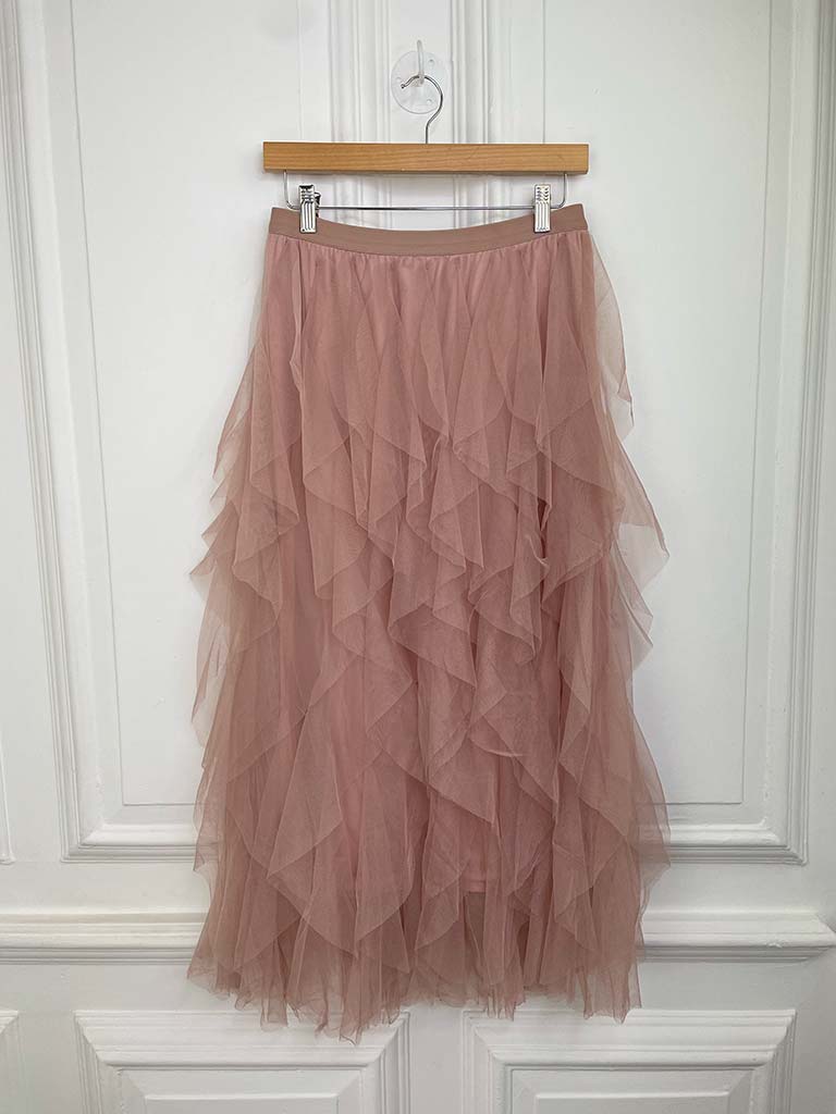 Wave Tulle Skirt - Nude Pink