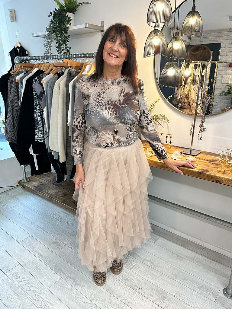 Layered Tulle Skirt - Latte