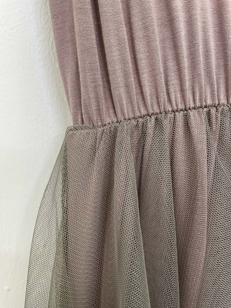 Sleeveless Layered Tulle Dress - Dusty Mauve