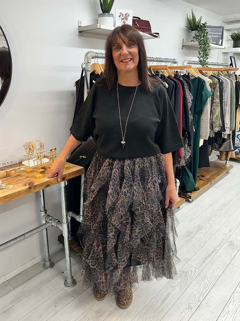 Layered Tulle Skirt - Leopard