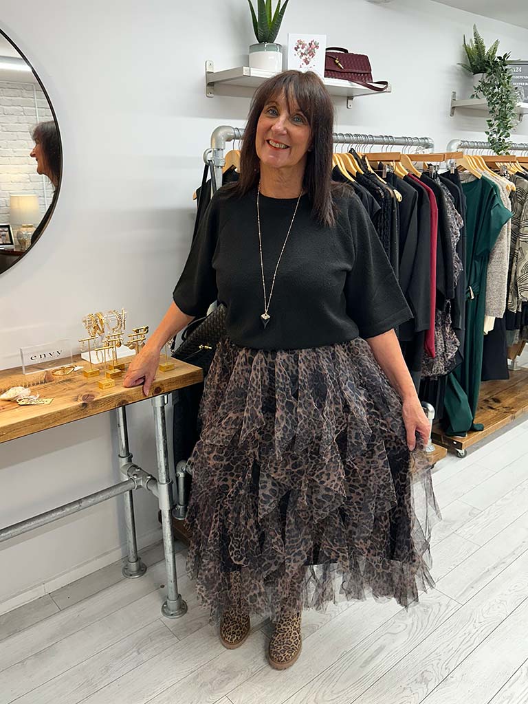 Layered Tulle Skirt - Leopard