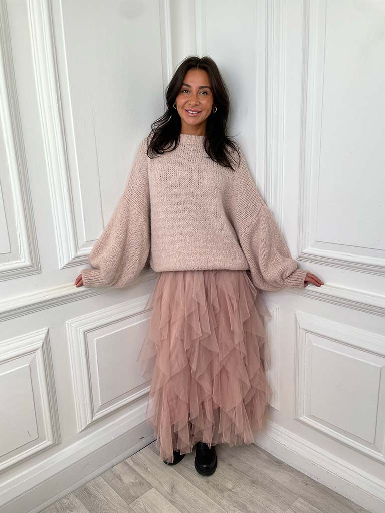 Wave Tulle Skirt - Nude Pink