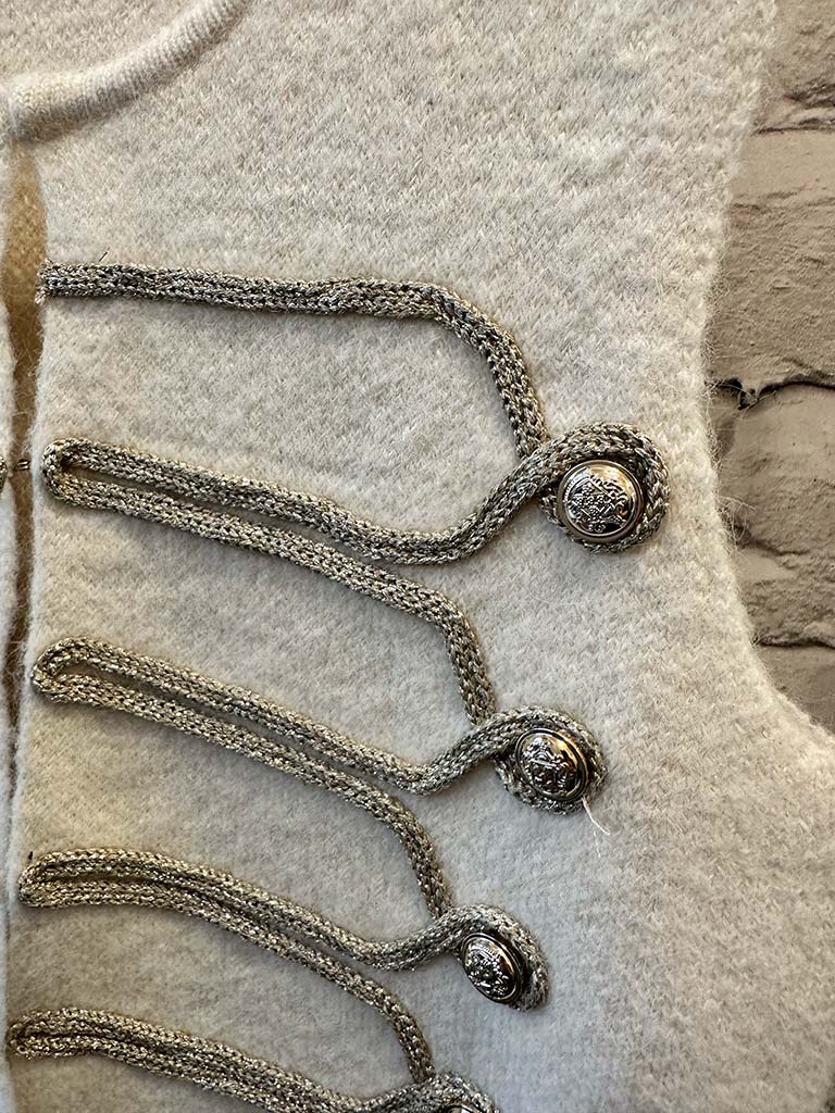 Knitted Military Waistcoat - Ivory