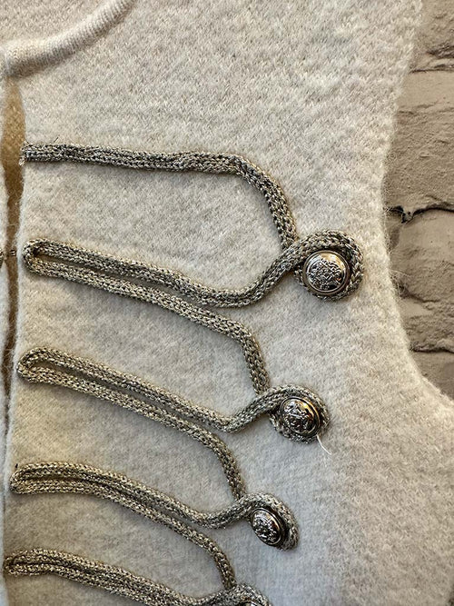 Knitted Military Waistcoat - Ivory