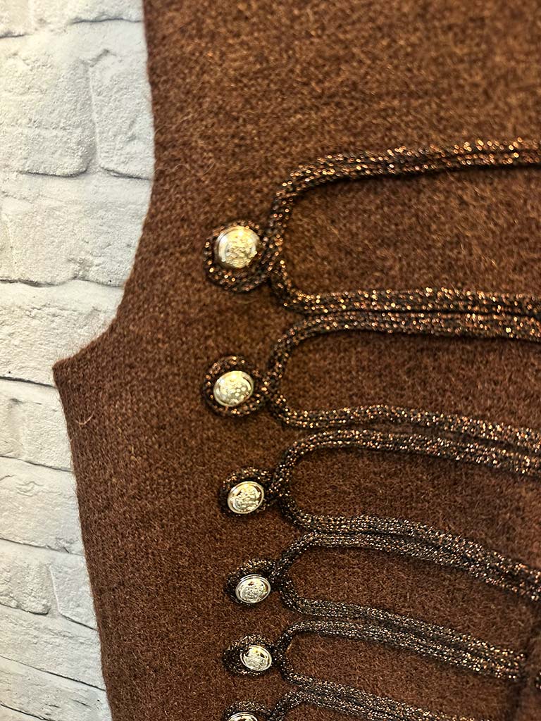 Knitted Military Waistcoat - Chocolate