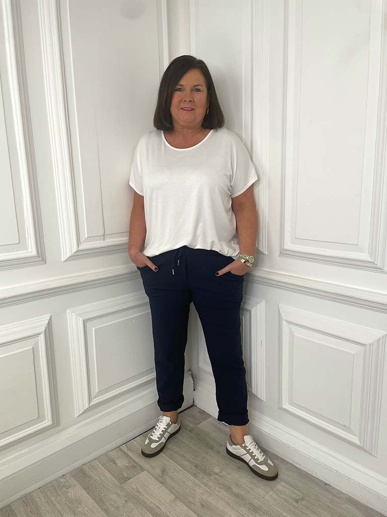 Stretchy Casual Trousers - Navy