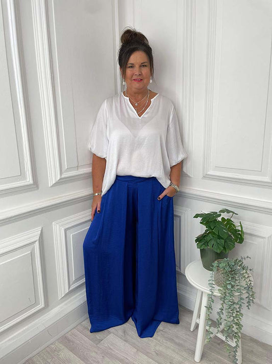 Haven Barbados Palazzo Trousers - Cobalt