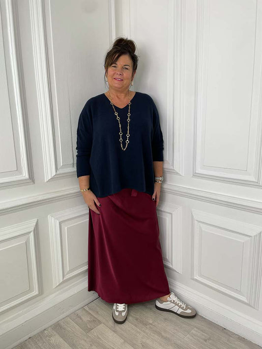 Exposed Seam Batwing Knit - Navy