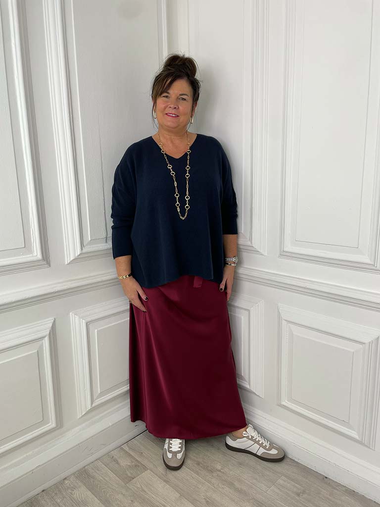 Silk Feel Skirt - Merlot