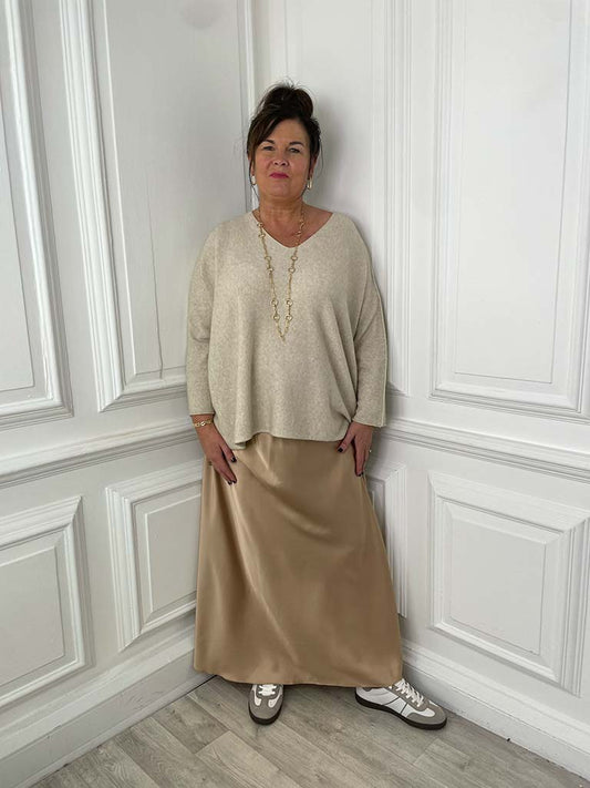 Silk Feel Skirt - Champagne