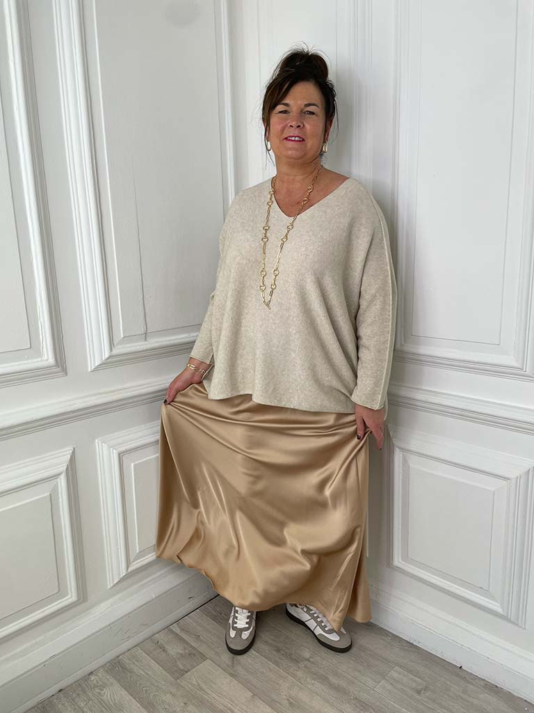 Silk Feel Skirt - Champagne