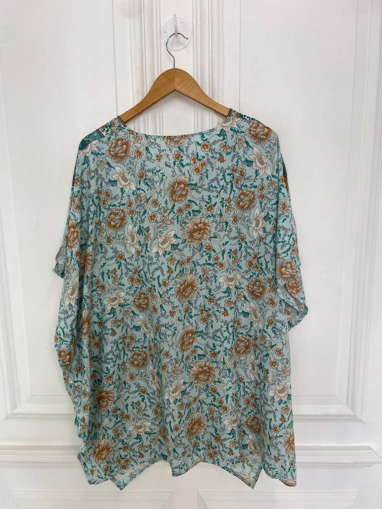 Ornate Floral Kaftan - Mint & Teal