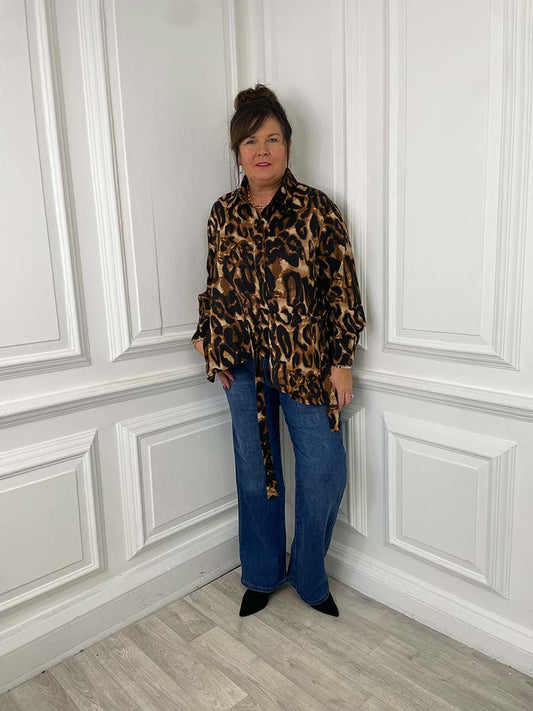 Malissa J Leopard Tie Side Shirt