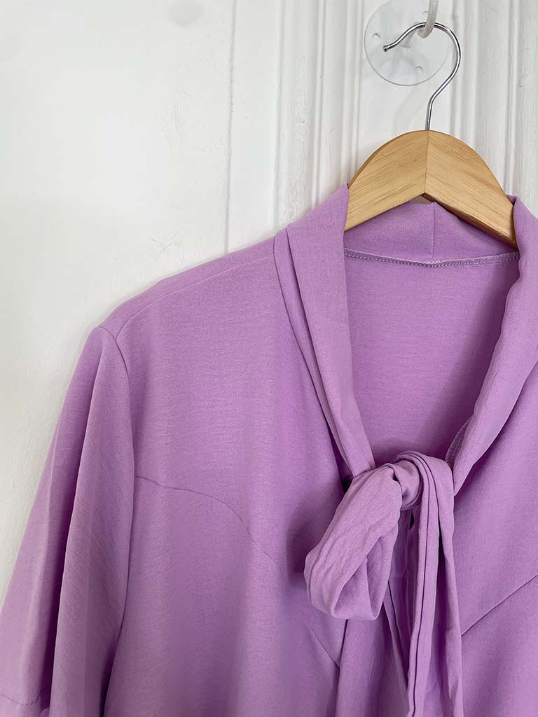 Tie Collar Shirt - Lilac