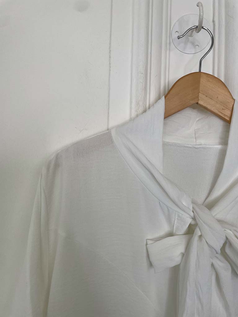 Tie Collar Shirt - Soft White