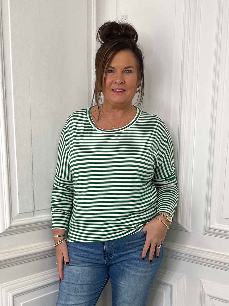 Striped Basic Jersey Top - Clover