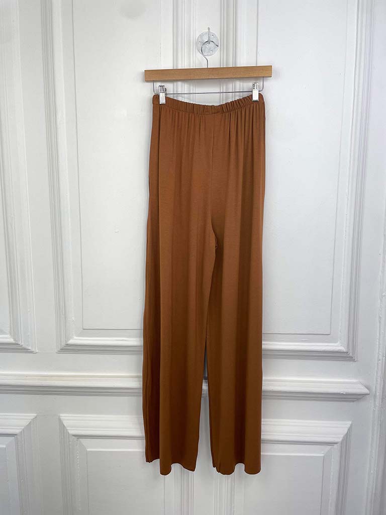 Jersey Pocket Palazzo Trousers - Tan