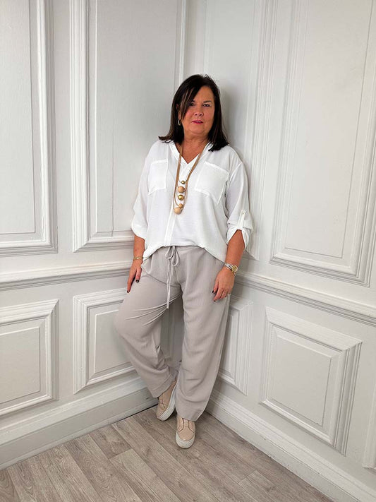 Malissa J Crepe Palazzo Trousers - Stone