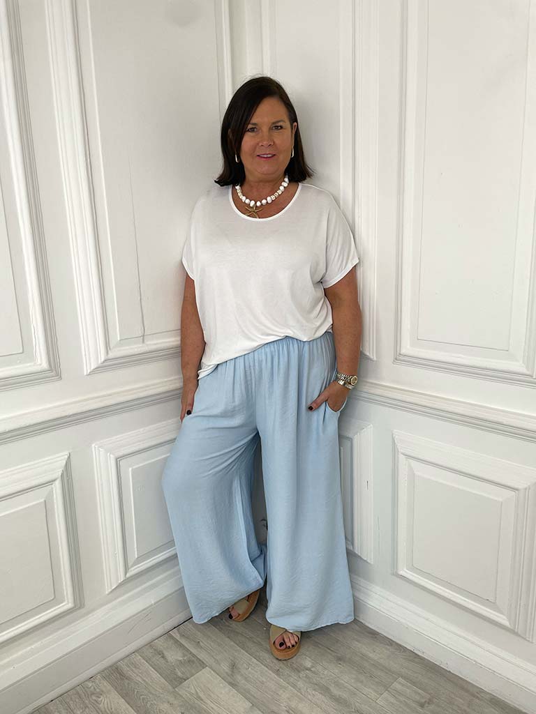 Wide Leg Palazzos - Sky