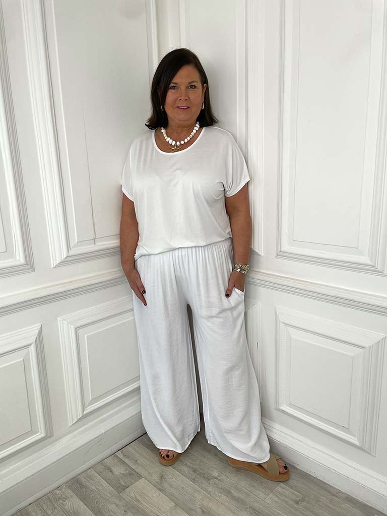 Wide Leg Palazzos - White