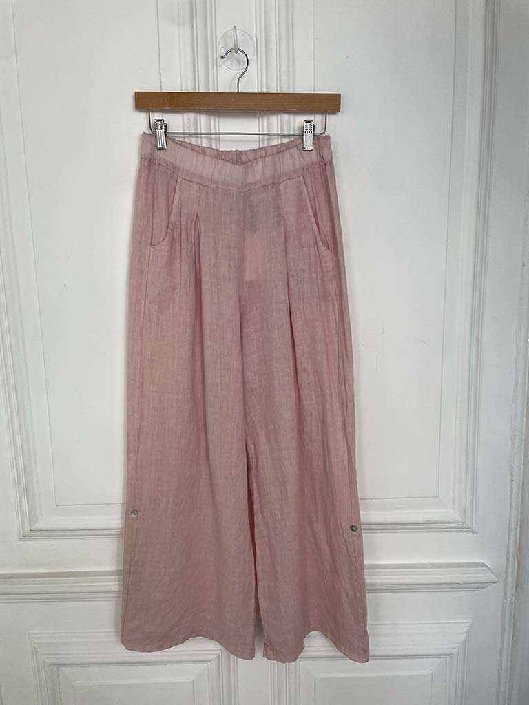 Linen Tab Trousers - Petal