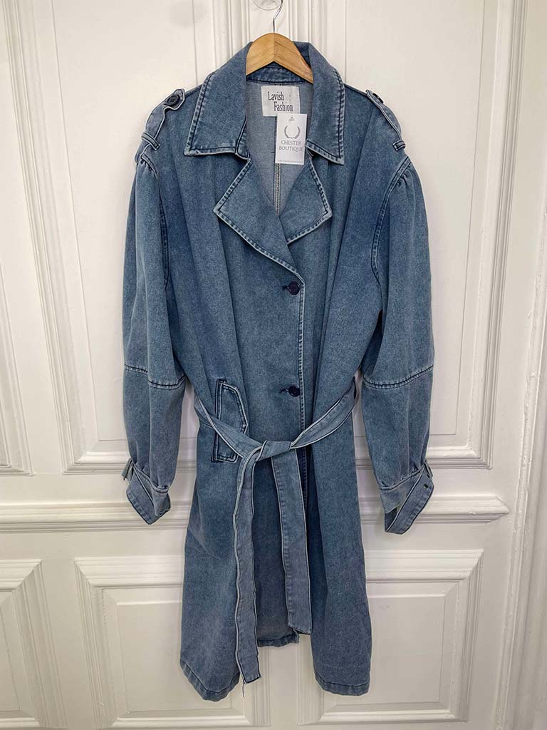 Denim Trench Coat - Pale Blue