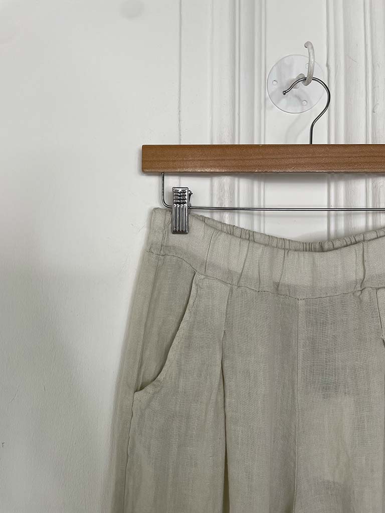 Linen Tab Trousers - Stone
