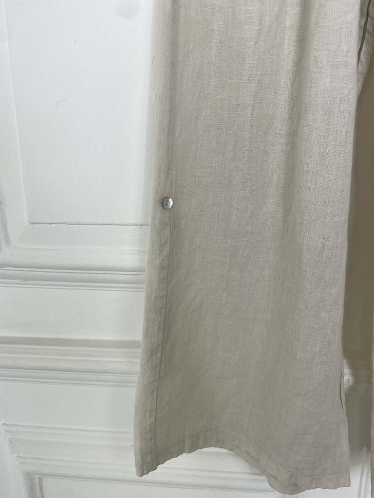 Linen Tab Trousers - Stone