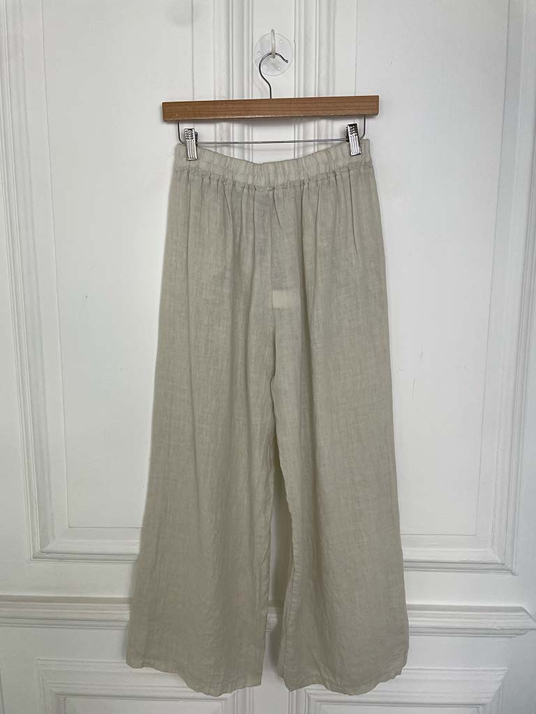Linen Tab Trousers - Stone