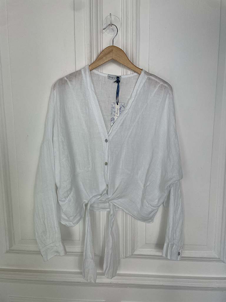 Linen Tie Up Shirt - White