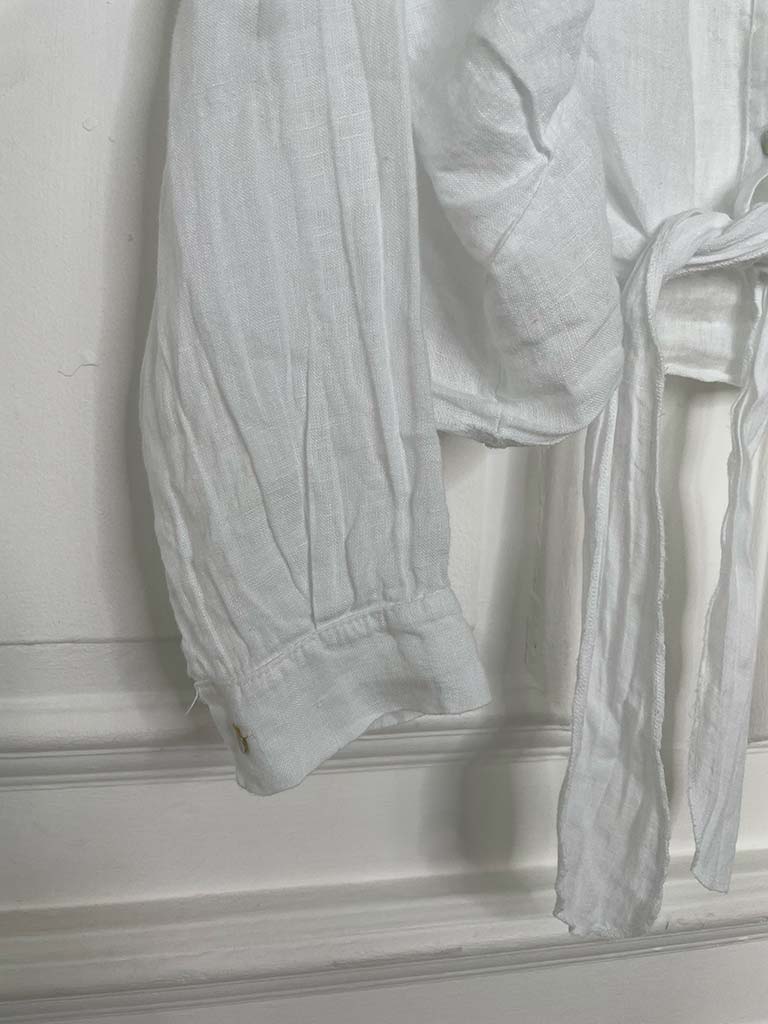 Linen Tie Up Shirt - White