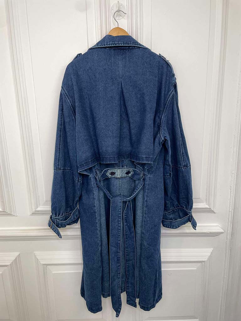 Denim Trench Coat - Classic Blue