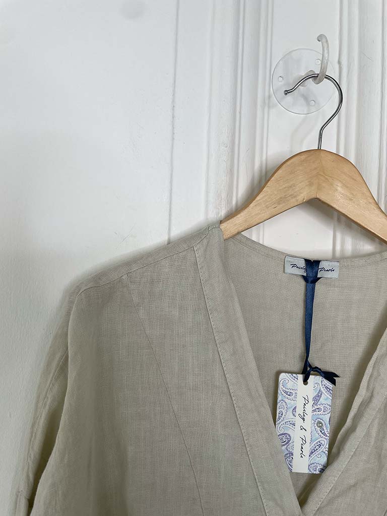 Linen Tie Up Shirt - Stone