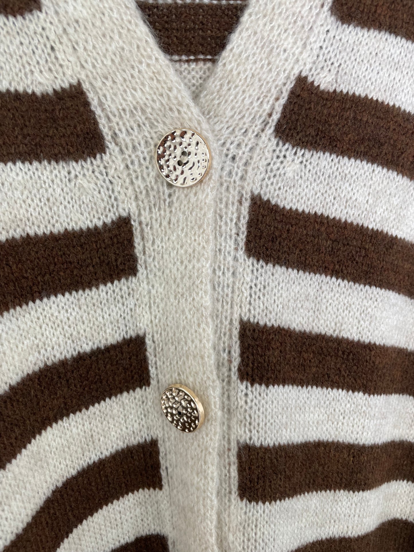 Oversized Striped Cardigan - Chocolate & Stone