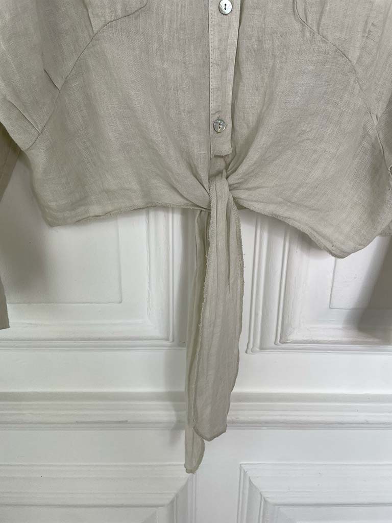 Linen Tie Up Shirt - Stone