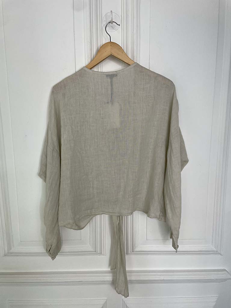 Linen Tie Up Shirt - Stone
