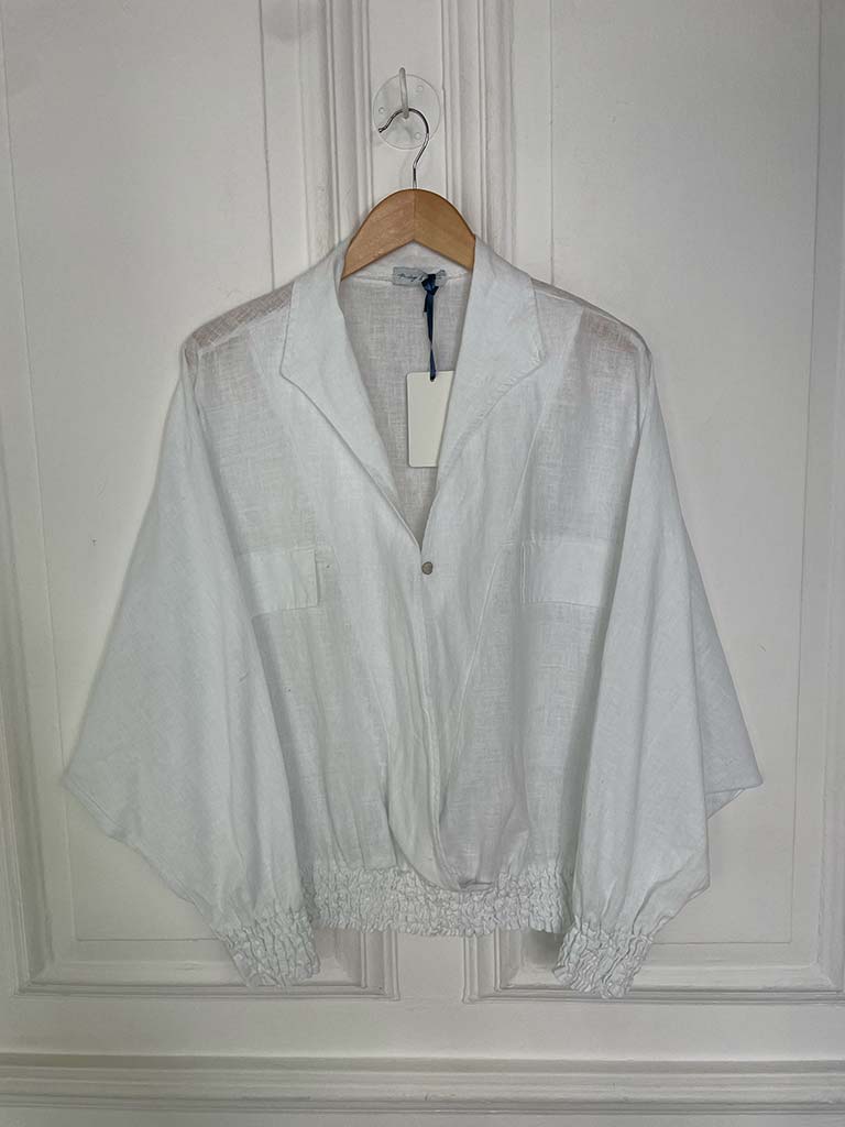Shirred Waist Shirt - White