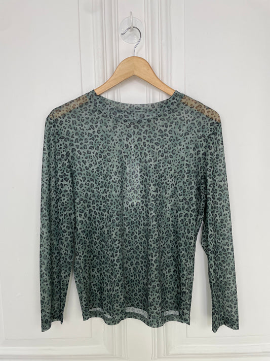 Leopard Mesh Layering Top - Green