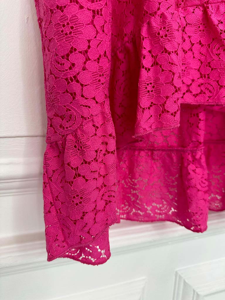Malissa J Lace Frill Edged Top - Pink
